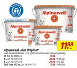 Alpinaweiß „Das Original“ im toom Baumarkt Prospekt Alpinaweiß „Das Original“ von Alpinaweiß im aktuellen toom Baumarkt Prospekt für 5,99 €