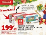 Console nintendo switch lite edition limitée animal crossing en promo chez Super U Neuilly-sur-Marne à 199,99 €