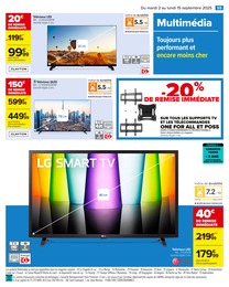 Prix et réduction Support Tv dans le prospectus Carrefour en cours Offre Support Tv dans le catalogue Carrefour du moment à la page 57