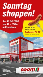 toom Baumarkt Baumärkte Prospekt der aktuellen Woche mit 1 Seite, gültig von 30.08.2026 bis 30.08.2026, in Babenhausen und Umgebung Aktueller toom Baumarkt Baumärkte Prospekt in Babenhausen und Umgebung, "Sonntag shoppen!" mit 1 Seite, 30.08.2026 - 30.08.2026