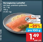 Norwegisches Lachsfilet im Angebot bei Netto Marken-Discount in Salzgitter Norwegisches Lachsfilet Angebote bei Netto Marken-Discount Salzgitter für 1,49 €
