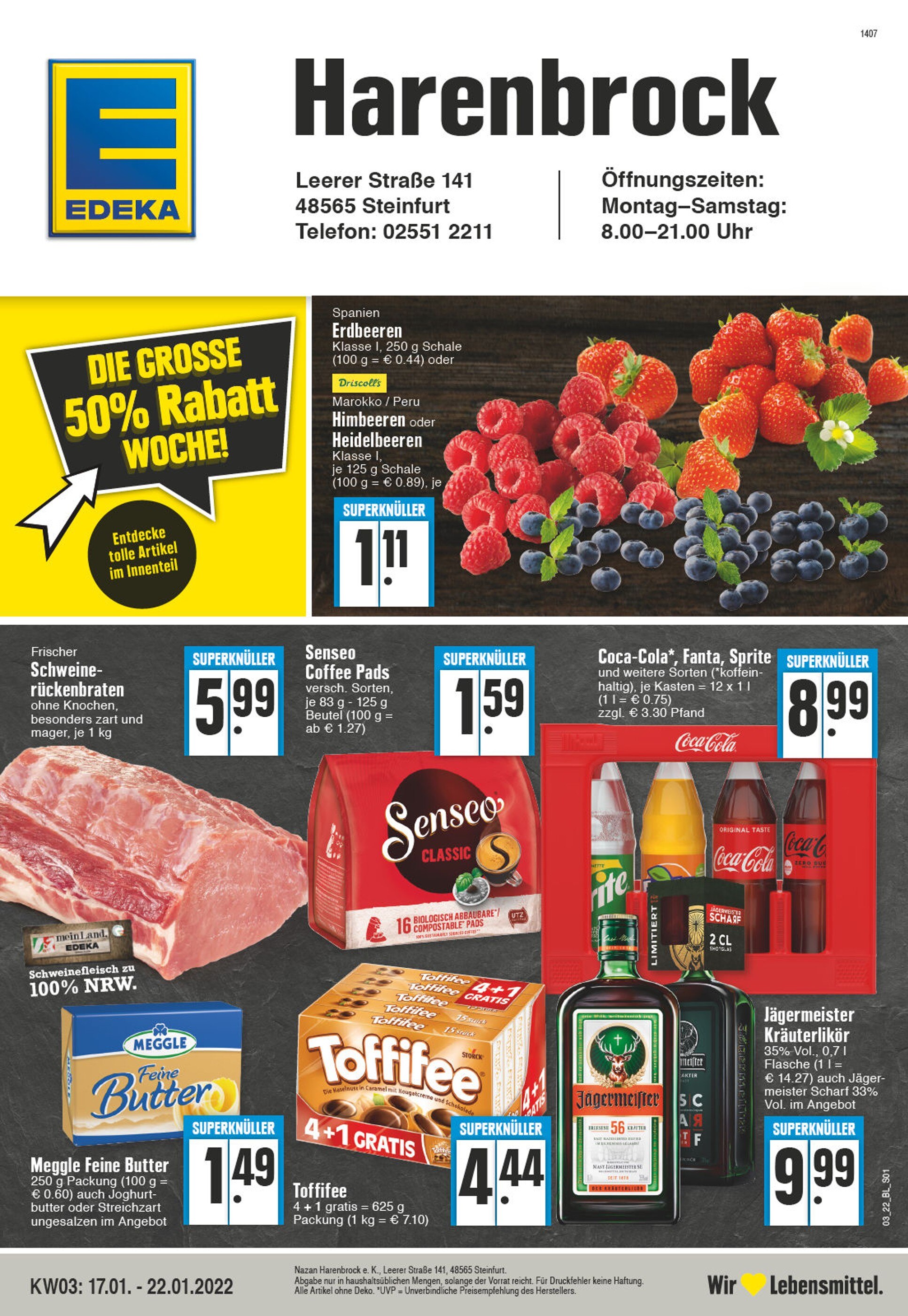 EDEKA Prospekt für Steinfurt mit 24 Seiten EDEKA Prospekt für Steinfurt: "Aktuelle Angebote", 24 Seiten, 17.01.2022 - 22.01.2022