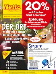 Netto Marken-Discount Prospekt für Schwedt (Oder): "20% auf frisches Obst & Gemüse", 4 Seiten, 10.03.2025 - 15.03.2025