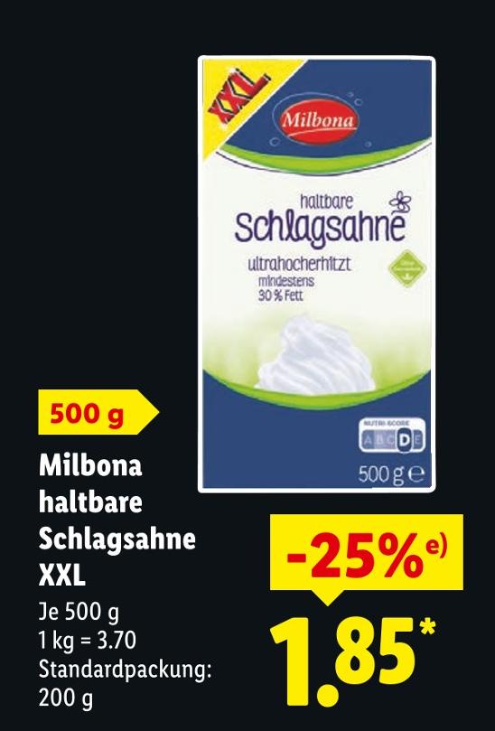 haltbare Schlagsahne XXL