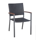 Armlehnstuhl stapelbar Raikki, Alu/Polyrattan/Teakholz, schwarz/grau von METRO PROFESSIONAL im aktuellen METRO Prospekt