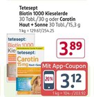 Biotin 1000 Kieselerde oder Carotin Haut + Sonne Angebote von Tetesept bei Rossmann Hamburg für 3,89 €
