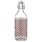 Flasche mit Verschluss Klarglas gestreift/graurosa 1 l von KORKEN im aktuellen IKEA Prospekt