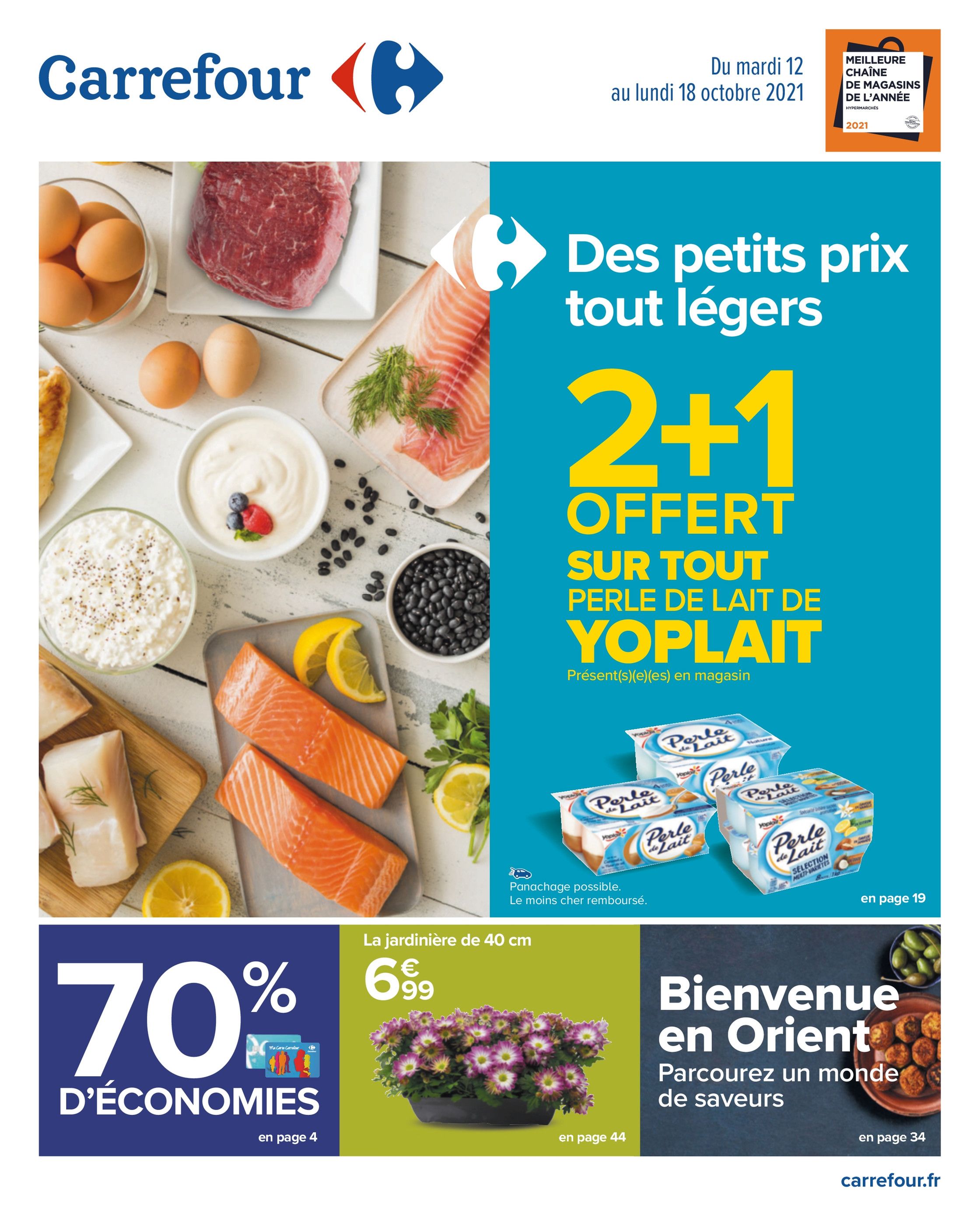Catalogue Carrefour à Lille, avec 48 pages Prospectus Carrefour à Lille, "Des petits prix tout légers", 48 pages, 12/10/2021 - 18/10/2021