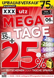 XXXLutz Möbelhäuser Möbel & Einrichtung Prospekt der aktuellen Woche mit 5 Seiten, gültig von 30.05.2026 bis 06.06.2026, in Hildesheim und Umgebung Aktueller XXXLutz Möbelhäuser Möbel & Einrichtung Prospekt in Hildesheim und Umgebung, "MEGA-TAGE" mit 5 Seiten, 30.05.2026 - 06.06.2026