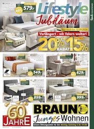 BRAUN Möbel-Center Prospekt für Balingen mit 2 Seiten BRAUN Möbel-Center Prospekt für Balingen: "Verlängert - wir feiern weiter!", 2 Seiten, 05.09.2026 - 26.09.2026