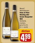 Riesling oder Grauer Burgunder QbA Angebote von Peter & Peter bei REWE Kassel für 4,99 €