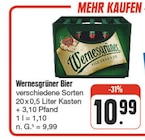 Wernesgrüner Bier verschiedene Sorten im nah und gut Prospekt zum Preis von 10,99 €