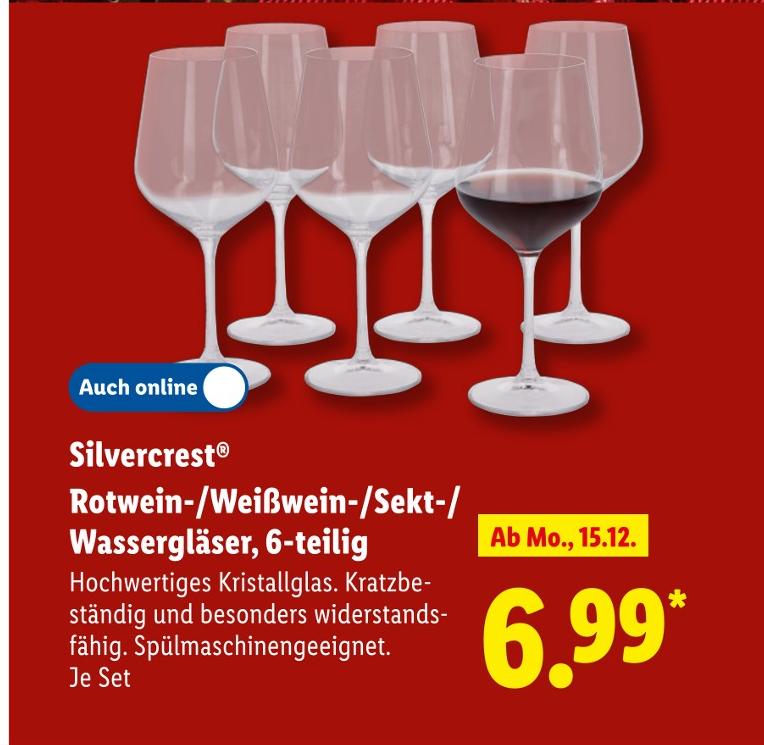 Rotwein-/Weißwein-/Sekt-/Wassergläser