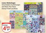 Lizenz-Stickerbogen Stitch im Angebot bei GLOBUS in Oberhausen Lizenz-Stickerbogen Stitch Angebote von Disney bei GLOBUS Oberhausen für 4,99 €