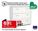 Commode 3 tiroirs Space - But à Boulogne-Billancourt Commode 3 tiroirs Space en promo chez But Boulogne-Billancourt à 69,99 €