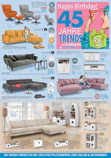 Couch im Trends Prospekt "Happy Birthday! 45 Jahre TRENDS - …und Du bekommst die Geschenke!" mit 8 Seiten (Neuss)