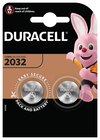 DURACELL CR2032 - 2 piles boutons - 3V - Duracell en promo chez Bureau Vallée Dijon à 5,29 €