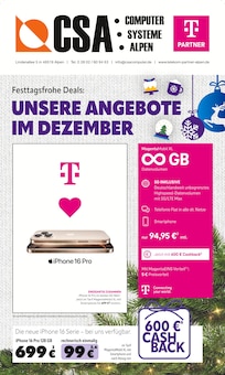 Aktueller CSA Computer Prospekt "Festtagsfrohe Deals: UNSERE ANGEBOTE IM DEZEMBER" Seite 1 von 12 Seiten für Alpen