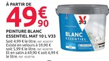 Peinture Blanc Essentiel Mat 10 L - V33 en promo chez Mr.Bricolage Saint-Maur-des-Fossés à 49,90 €