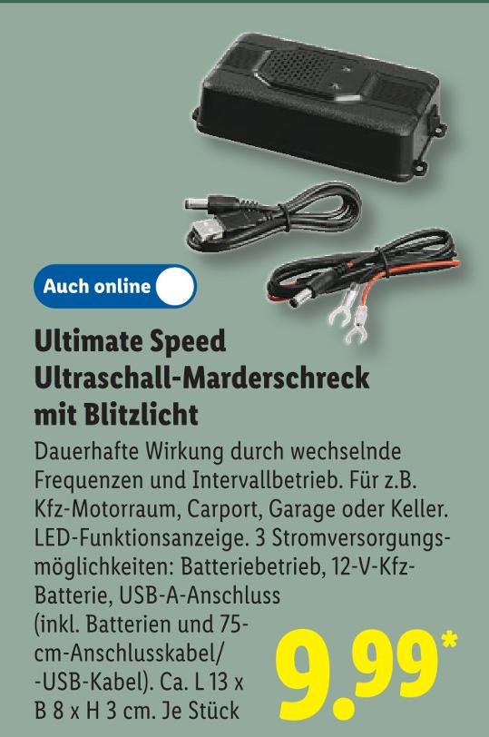 Ultraschall-Marderschreck mit Blitzlicht