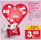 Schokowürfel oder Amicelli Herz Angebote von Ritter Sport bei Netto Marken-Discount Flensburg für 3,49 €