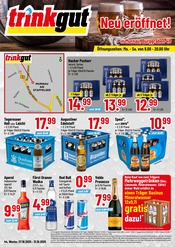 Trinkgut Getränkemärkte Prospekt der aktuellen Woche mit 4 Seiten, gültig von 27.10.2025 bis 31.10.2025, in Huglfing und Umgebung Aktueller Trinkgut Getränkemärkte Prospekt in Huglfing und Umgebung, "Neu eröffnet!" mit 4 Seiten, 27.10.2025 - 31.10.2025