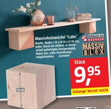 Massivholzwürfel 'Cube' bei BAUHAUS in Tübingen Massivholzwürfel 'Cube' im Angebot bei BAUHAUS Tübingen für 9,95 €