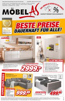 Möbel AS Prospekt BESTE PREISE DAUERHAFT FÜR ALLE! mit  Seiten in Adelsheim und Umgebung