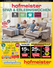 Aktueller hofmeister Prospekt mit Polstermöbel, "SPAR & ERLEBNISWOCHEN", Seite 1