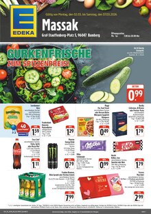 EDEKA Prospekt der Woche "Wir lieben Lebensmittel!" Seite 1, 02.03.2026 bis 07.03.2026 für Bamberg Aktueller EDEKA Prospekt "Wir lieben Lebensmittel!" Seite 1 von 4 Seiten für Bamberg