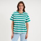 T-shirt droit à manches courtes coton vert canard femme en promo chez La Halle T-shirt droit à manches courtes coton vert canard femme dans le catalogue La Halle