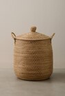 Panier de rangement 42xH52cm en jonc de mer et coton en promo chez Monoprix Vitry Vitry-sur-Seine à 39,19 €
