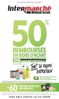 Prospectus Intermarché à Roncherolles-sur-le-Vivier, "50% REMBOURSÉS EN BONS D'ACHAT SUR TOUT LE RAYON ENTRETIEN", 42 pages de promos valables du 14/05/2024 au 26/05/2024