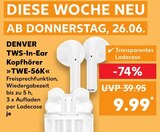 TWS-In-Ear Kopfhörer »TWE-56K« im Angebot bei Kaufland in Ratingen TWS-In-Ear Kopfhörer »TWE-56K« Angebote von DENVER bei Kaufland Ratingen für 9,99 €
