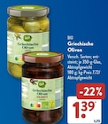 Griechische Oliven Grün im ALDI SÜD Prospekt Griechische Oliven Grün von BIO im aktuellen ALDI SÜD Prospekt für 1,39 €