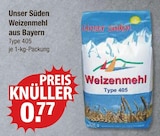 Weizenmehl im V-Markt Prospekt Weizenmehl Type 405 von Unser Süden im aktuellen V-Markt Prospekt für 0,77 €