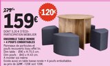Ensemble table ronde + 4 poufs emboitables en promo chez E.Leclerc Clermont-Ferrand à 109,00 €