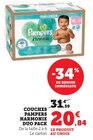 Couches Harmonie Duo Pack - Pampers - U Express à Châtenay-Malabry Couches Harmonie Duo Pack - Pampers en promo chez U Express Châtenay-Malabry à 20,84 €