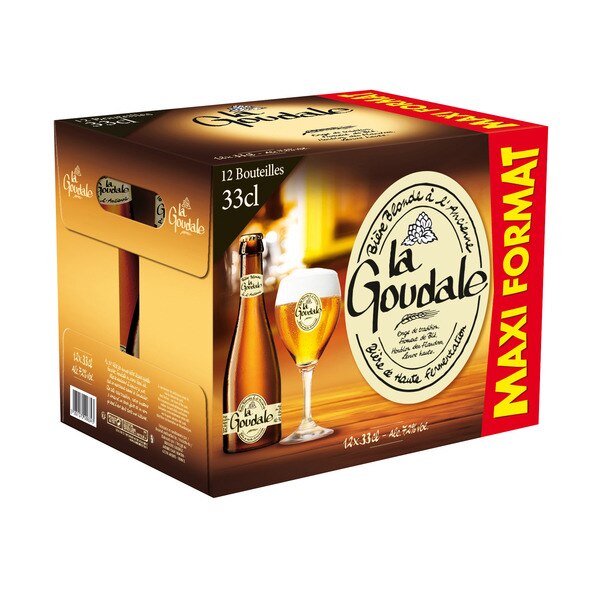 GOUDALE Bière blonde à l'ancienne coffret 7,2% + 2 verres 75cl pas cher 