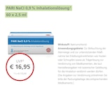 PARI NaCl 0,9 % Inhalationslösung von PARI im aktuellen LINDA Partnerapotheke Prospekt für 16,95 €