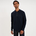 Pull col polo zippé manches longues bleu marine homme dans le catalogue La Halle