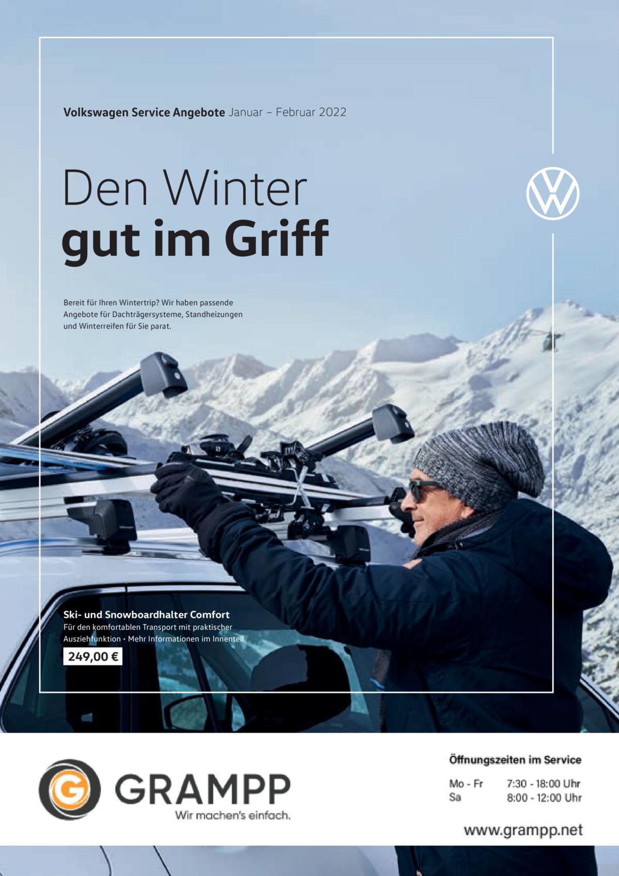 Volkswagen Prospekt für Lohr mit 1 Seite Volkswagen Prospekt für Lohr: "Den Winter gut im Griff", 1 Seite, 01.01.2022 - 28.02.2022
