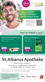 mea - meine apotheke Apotheken Prospekt der aktuellen Woche mit 4 Seiten, gültig von 01.08.2026 bis 31.08.2026, in Tholey und Umgebung Aktueller mea - meine apotheke Apotheken Prospekt in Tholey und Umgebung, "Unsere August-Angebote" mit 4 Seiten, 01.08.2026 - 31.08.2026