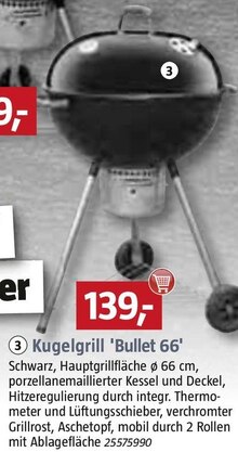 Kugelgrill 'Bullet 66' bei BAUHAUS in Aachen Kugelgrill 'Bullet 66' im Angebot bei BAUHAUS Aachen für 139,00 €