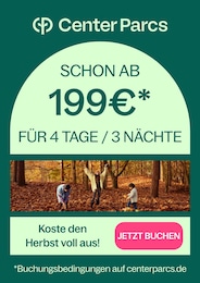 Center Parcs Prospekt für Suhl: "Koste den Herbst voll aus!", 1 Seite, 23.08.2024 - 30.09.2024