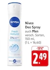 Deo Spray Fresh Natural Angebote von Nivea bei EDEKA Saarbrücken für 2,49 €