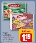 Roggen Kernig oder Leinsamen im Angebot bei REWE in Iserlohn Roggen Kernig oder Leinsamen Angebote von Burger bei REWE Iserlohn für 1,19 €
