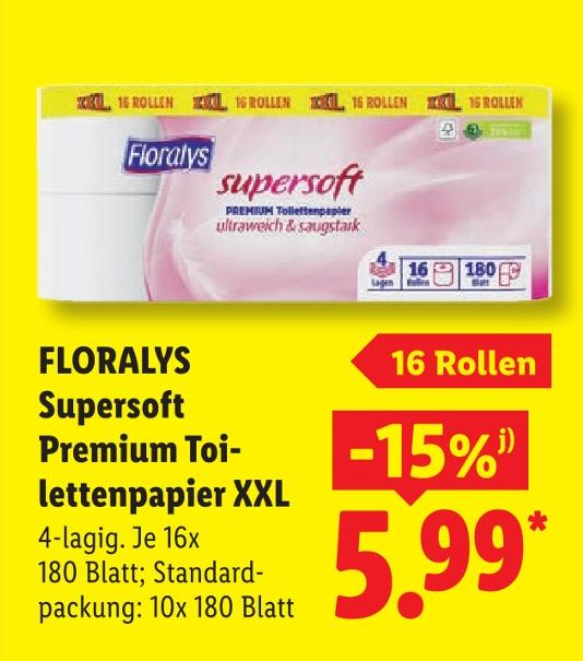 Supersoft Premium Toilettenpapier Standardpackung