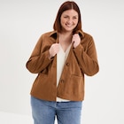 Veste effet suédine boutonnée marron femme grande taille - La Halle Veste effet suédine boutonnée marron femme grande taille à 24,99 € dans le catalogue La Halle