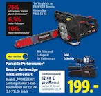 Benzin-Kettensäge mit Elektrostarter bei Lidl im Homberg Prospekt für 199,00 €